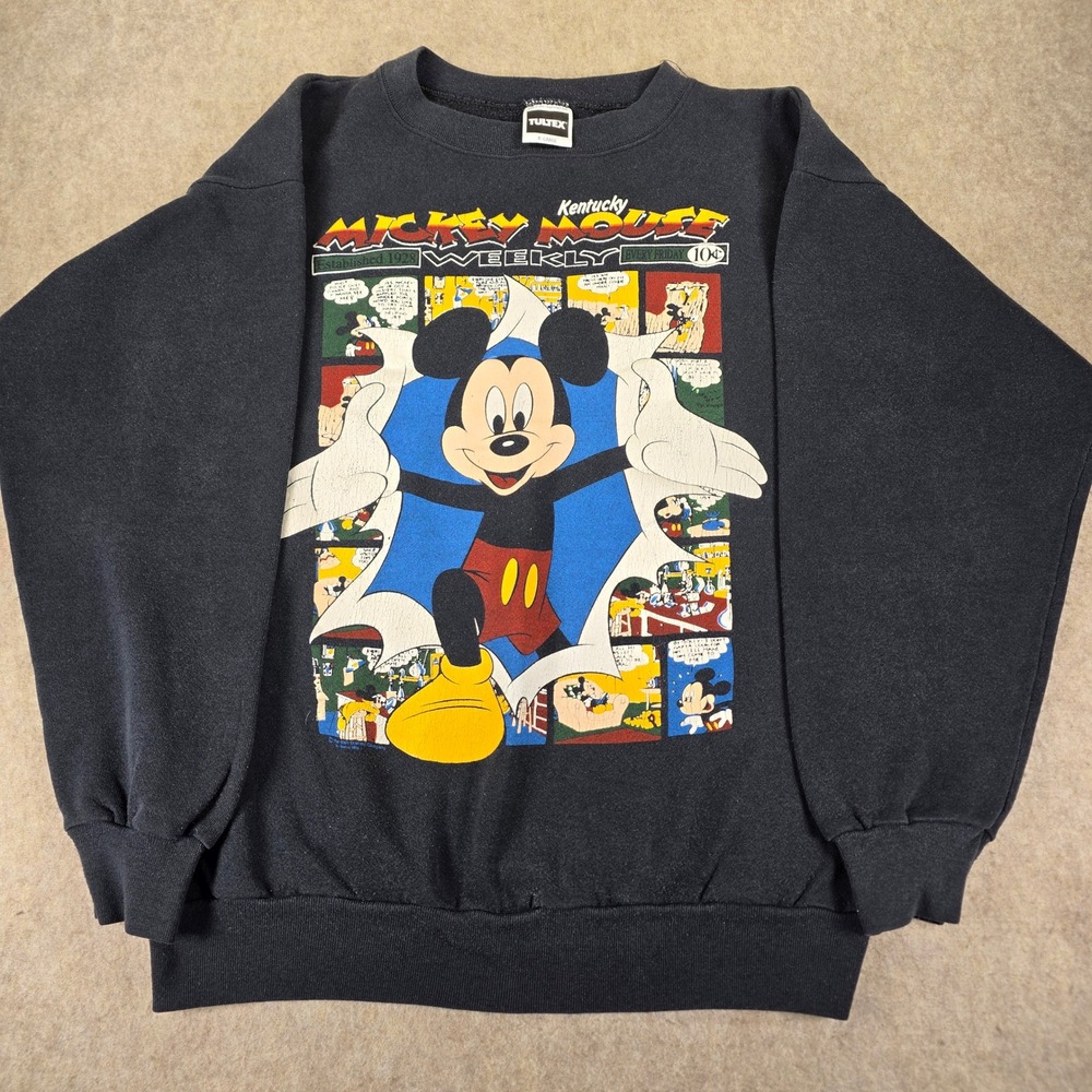 Vintage Tultex Mickey Mouse Weekly Kentucky Sweatshirt Black XL Disney 90s